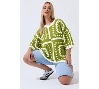Yours Limited Collection Curve Green Abstract Crochet Boxy Top - Women's - Plus Size Curve