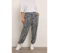 Yours Women's Abstract Cuffed Harem Trousers in Dark Navy | Size: 20 Yours Dark Navy 20