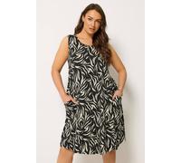 Yours Women's Abstract Drape Pocket Dress in Black | Size: 26-28 Yours Black 26-28