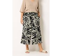 Yours Women's Abstract Floral Cropped Trousers in Black | Size: 34/36