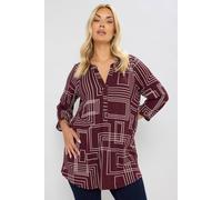 Yours Women's Abstract Half Placket Shirt in Burgundy | Size: 14 Yours Burgundy 14