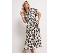Yours Curve White Abstract Midi Dress - Women's - Plus Size Curve