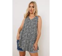 Yours Curve Abstract Pleated Swing Vest Top - Women's - Plus Size Curve Black