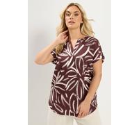Yours Women's Abstract Print Blouse in Chocolate | Size: 14