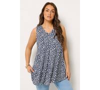 Yours Curve Navy Abstract Print Front Pleat Vest Top - Women's - Plus Size Curve