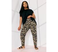 Yours Women's Abstract Print Harem Trousers in Brown | Size: 26-28 Yours Brown 26-28