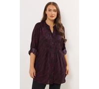 Yours Curve Abstract Print Pintuck Blouse - Women's - Plus Size Curve Purple