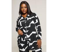 Yours Women's Abstract Print Shirt in Black | Size: 26-28 Yours Black 26-28