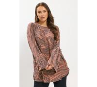 Yours Curve Abstract Print Soft Touch Jumper - Women's - Plus Size Curve Orange