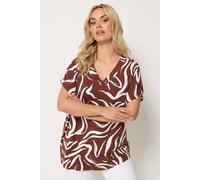 Yours Women's Abstract Print T-Shirt in Brown | Size: 34-36 Yours Brown 34-36