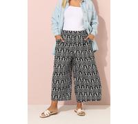 Yours Women's Abstract Print Textured Wide Leg Trousers in Black | Size: 16 Yours Black 16