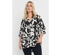 Yours Curve & White Abstract V-Neck Shirt - Women's - Plus Size Curve