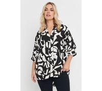 Yours Curve & White Abstract V-Neck Shirt - Women's - Plus Size Curve