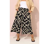 Yours Women's Abstract Print Wide Leg Trousers in Black | Size: 16 Yours Black 16