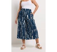 Yours Women's Abstract Pull On Wide Leg Trousers in Mid Navy | Size: 26-28 Yours Mid Navy 26-28