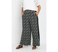 Yours Curve Abstract Print Side Stripe Trousers - Women's - Plus Size Curve