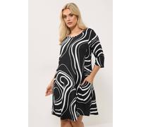 Yours Women's Abstract Swirl Tunic Dress in Black | Size: 16 Yours Black 16