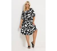 Yours Curve Abstract Tie Front Dress - Women's - Plus Size Curve