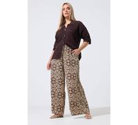Yours Women's Abstract Wide Leg Trousers in Brown | Size: 18