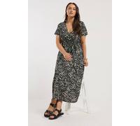Yours Women's Abstract Wrap Maxi Dress in Black | Size: 20 Yours Black 20
