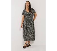 Yours Curve Abstract Woven Wrap Maxi Dress - Women's - Plus Size Curve Black