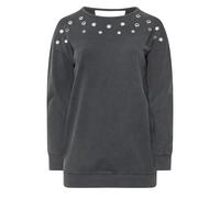 Acid Wash Eyelet Sweatshirt Yours Grey 18