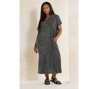 Yours Curve Acid Wash Heavyweight Throw On Dress - Women's - Plus Size Curve Grey