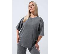 Yours Women's Acid Wash Seam Detail Top in Grey | Size: 22/24
