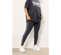 Yours Women's Acid Wash Side Stripe Leggings in Grey | Size: 30-32 Yours Grey 30-32