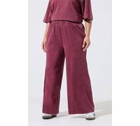 Yours Women's Acid Wash Wide Leg Trousers in Raspberry | Size: 14 Yours Raspberry 14