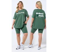 Yours Active Curve 'Wellness Studio' T-Shirt - Women's - Plus Size Curve Green