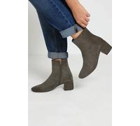 Yours Women's Almond Toe Block Heel Ankle Boots In Wide E Fit in Light Khaki | Size: 5EEE