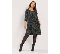 Yours Women's Animal Drape Pocket Dress in Black | Size: 18
