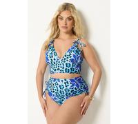 Yours Women's Animal High Waist Tummy Control Bikini Briefs in Bright Blue | Size: 14