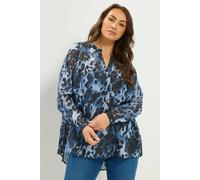 Yours Women's Animal Pleated Back Blouse in Dark Indigo | Size: 26-28 Yours Dark Indigo 26-28