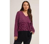 Yours Women's Animal Print Colourblock Top in Pink | Size: 22-24 Yours Pink 22-24