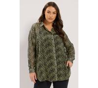 Yours Women's Animal Print Shirt in Dark Green | Size: 16 Yours Dark Green 16