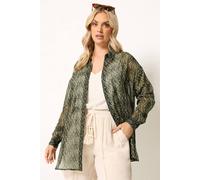 Yours Women's Animal Print Shirt in Dark Green | Size: 16 Yours Dark Green 16