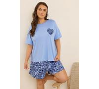 Yours Curve 'Wild Night In' Animal Print Short Pyjama Set - Women's - Plus Size Curve Blue