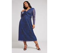 Animal Print Twist Front Midaxi Dress Yours Blue 26-28