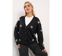 Yours Curve Applique Flower Cardigan - Women's - Plus Size Curve Black