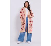 Yours Women's Argyle Heart Midi Cardigan in Pink | Size: 22-24 Yours Pink 22-24