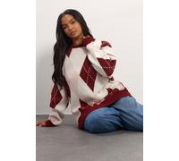 Yours Women's Argyle Knitted Jumper in Ivory | Size: 22-24 Yours Ivory 22-24