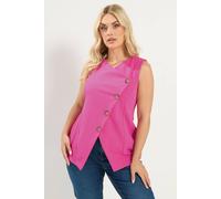 Yours Women's Asymmetric Button Waistcoat in Bright Pink | Size: 16 Yours Bright Pink 16