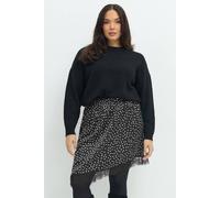 Yours Women's Asymmetric Polka Dot Skirt in Black | Size: 10
