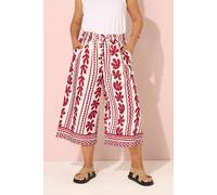 Yours Women's Aztec Leaf Midaxi Culottes in Red | Size: 20 Yours Red 20