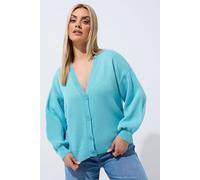 Yours Women's Balloon Sleeve Cardigan Sweater in Baby Blue | Size: 14/16