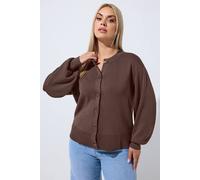 Yours Women's Balloon Sleeve Cardigan in Chocolate | Size: 18-20 Yours Chocolate 18-20