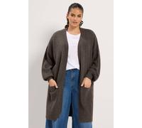 Yours Women's Balloon Sleeve Midi Cardigan Sweater in Brown | Size: 10/12