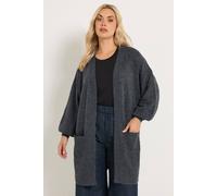 Yours Women's Balloon Sleeve Midi Cardigan Sweater in Charcoal | Size: 22/24